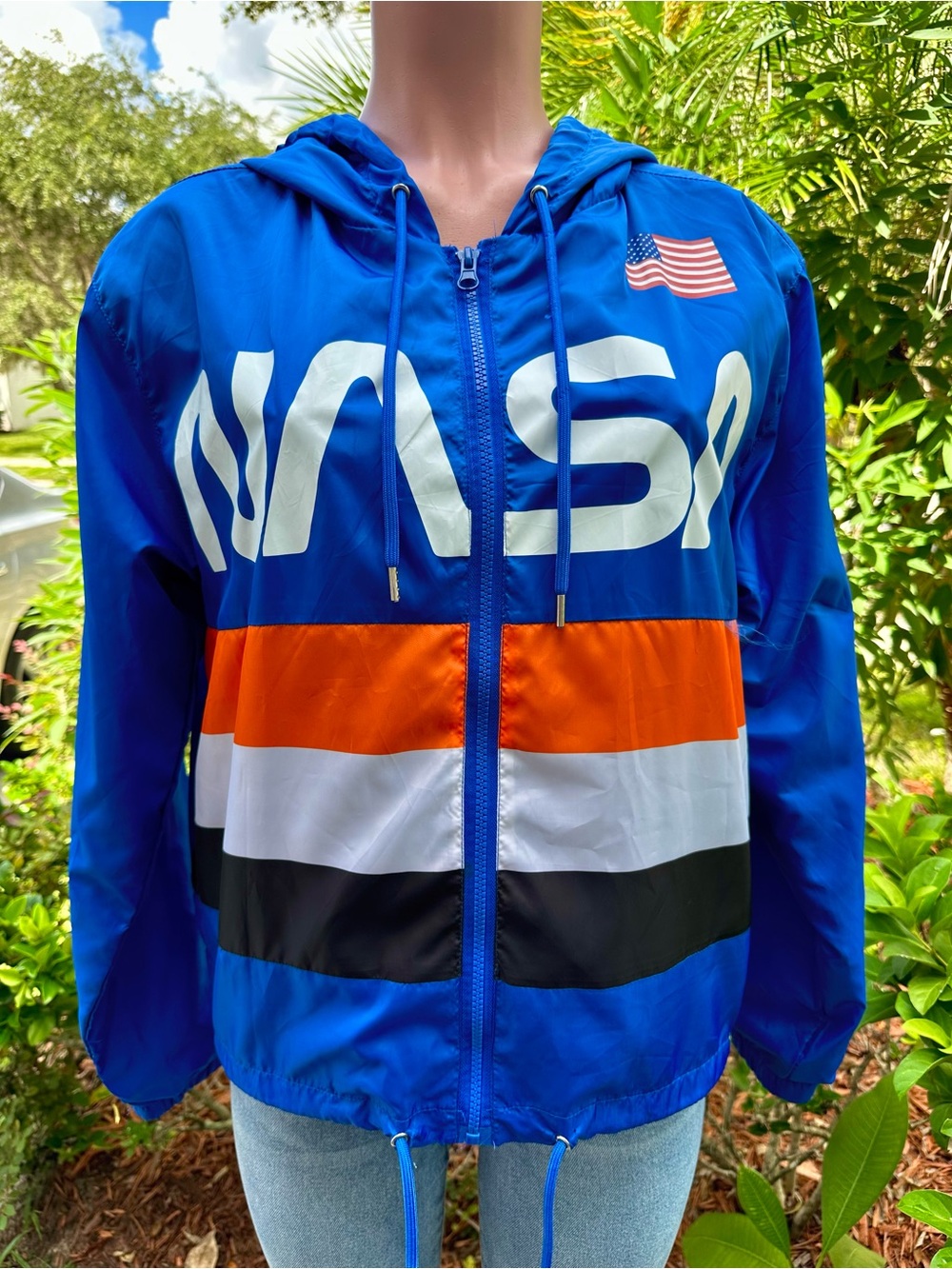 NASA Space Shuttle Columbia Apollo Windbreaker Jacket Unisex Large Blue NWT